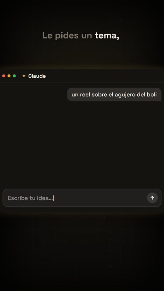 Ventana de chat donde se pide un reel sobre el agujero del boli